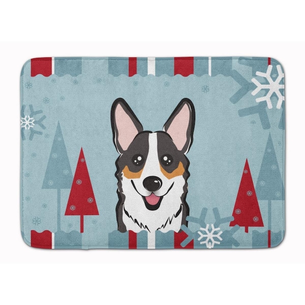 Carolines Treasures Winter Holiday Tricolor Corgi Machine Washable Memory Foam Mat BB1751RUG - main